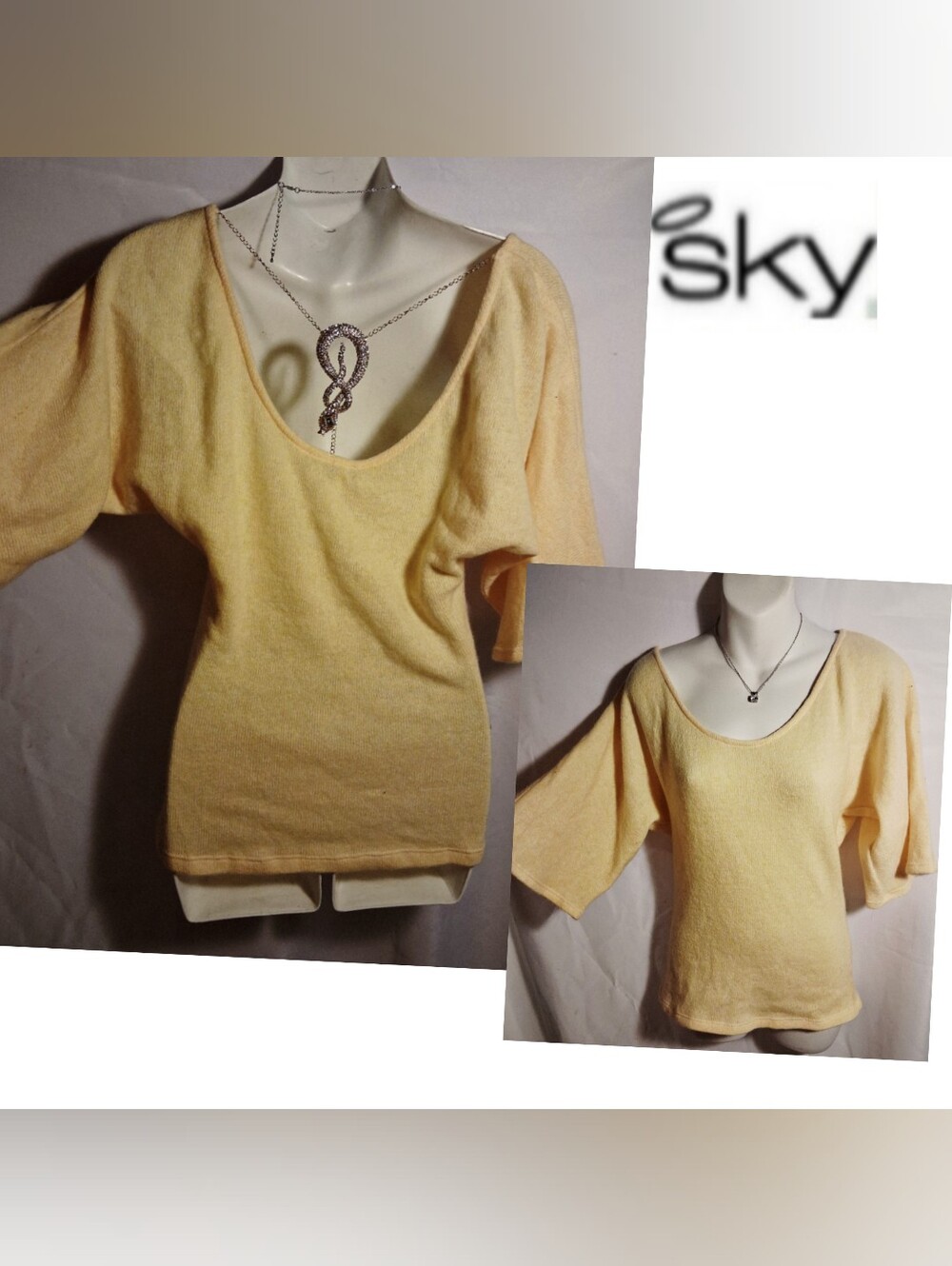 Beautiful Sky sweater.  Bright yellow. Sz Sm.  New.  Deal!!